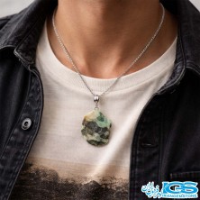 گردنبند زمرد راف اصل هند (بازنجیر استیل)