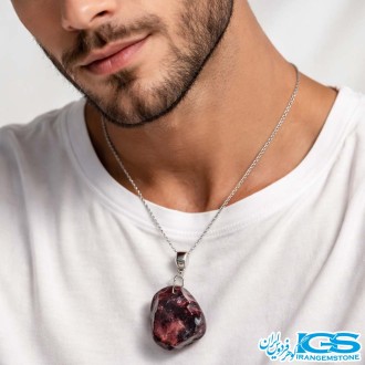 گردنبند گارنت سرخ راف (بازنجیر استیل)