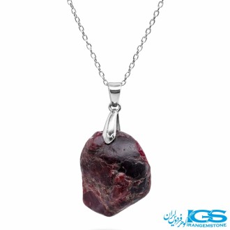 گردنبند گارنت سرخ راف (بازنجیر استیل)