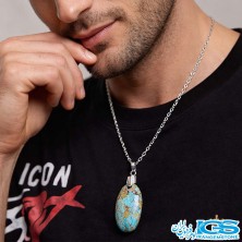 گردنبند فیروزه نیشابور اصل (بازنجیر استیل)