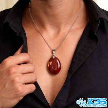 گردنبند عقیق سرخ کارنلین اصل یمن (بازنجیر استیل) | انرژی‌بخش