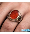 انگشتر نقره مردانه ترک رزین قرمز