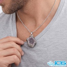 گردنبند آمیتیست اصل (بازنجیر استیل)