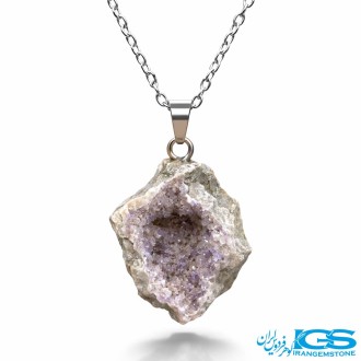 گردنبند آمیتیست اصل (بازنجیر استیل)