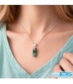 گردنبند سنگ زمرد هند با زنجیر استیل