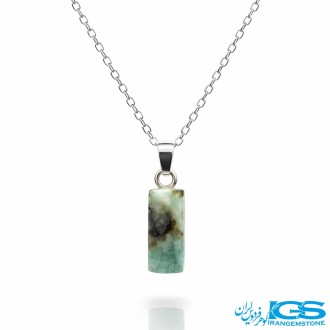 گردنبند سنگ زمرد هند با زنجیر استیل