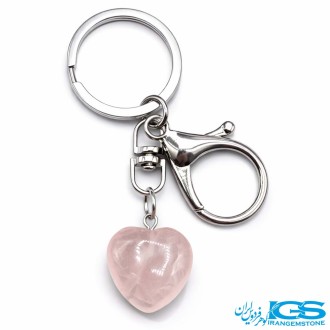 جاسویچی آویز کیف سنگ رزکوارتز قلب