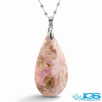 گردنبند سنگ رودونیت با زنجیر استیل