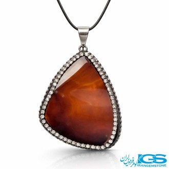 گردنبند عقیق سرخ کارنلین(بازنجیر استیل) | انرژی‌بخش