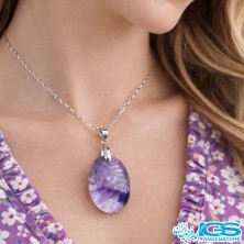 گردنبند سنگ آمیتیست با زنجیر استیل– نماد آرامش و محافظت