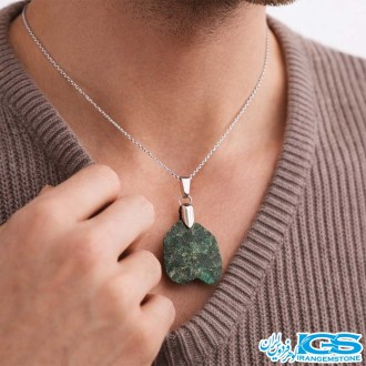 گردنبند زمرد راف اصل هند (بازنجیر استیل)