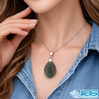گردنبند زمرد راف اصل هند (بازنجیر استیل)