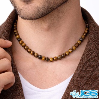 گردنبند سنگ چشم ببر مکرومه بافی