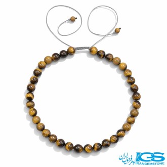 گردنبند سنگ چشم ببر سایز 10 مکرومه بافی