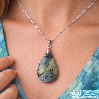 گردنبند لابرادوریت (بازنجیر استیل) افزایش انرژی و شادابی