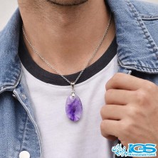 گردنبند آمیتیست (بازنجیر استیل) نماد آرامش و محافظت