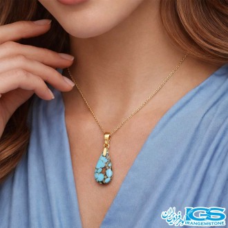 گردنبند فیروزه نیشابور اصل (بازنجیر استیل)