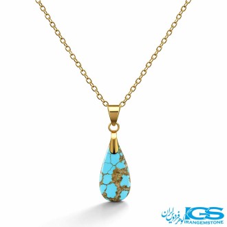 گردنبند فیروزه نیشابور اصل (بازنجیر استیل)