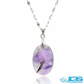 گردنبند آمیتیست (بازنجیر استیل) نماد آرامش و محافظت