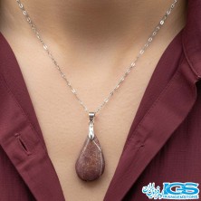 گردنبند جاسپر قرمز مدل اشکی با زنجیر | سنگ قدرت و آرامش