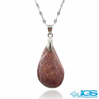 گردنبند جاسپر قرمز مدل اشکی با زنجیر | سنگ قدرت و آرامش