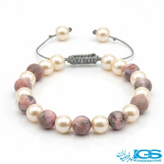 دستبند سنگ رودشونیت مکرومه بافی - جذب ثروت