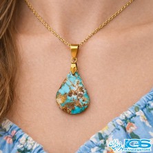 گردنبند فیروزه نیشابور اصل (بازنجیر استیل)