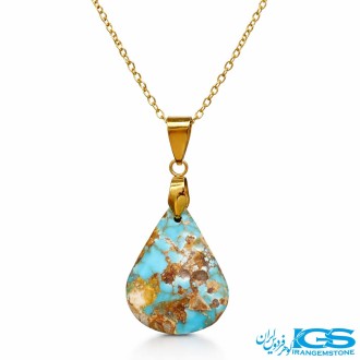 گردنبند فیروزه نیشابور اصل (بازنجیر استیل)