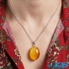 گردنبند عقیق سرخ کارنلین  (بازنجیر استیل) | انرژی‌بخش