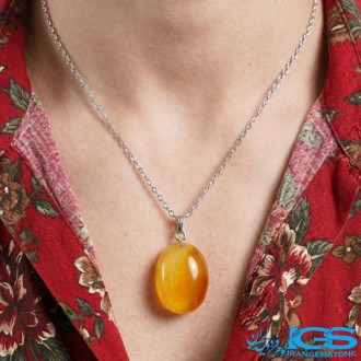 گردنبند عقیق سرخ کارنلین  (بازنجیر استیل) | انرژی‌بخش