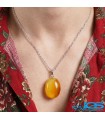 گردنبند عقیق سرخ کارنلین (بازنجیر استیل) | انرژی‌بخش