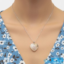 گردنبند عقیق سفید قلب با زنجیر استیل