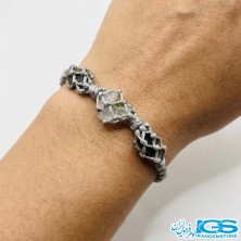 دستبند تورمالین هندوانه ای راف مکرومه بافی