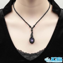 گردنبند سنگ آمیتیست راف مکرومه بافی