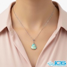 گردنبند فیروزه نیشابور اصل (بازنجیر استیل)