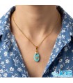 گردنبند فیروزه نیشابور اصل (بازنجیر استیل)