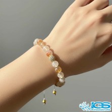 دستبند سیترین طلایی مکرومه‌بافی اصل