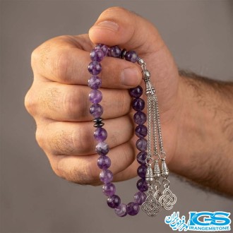تسبیح سنگ آمیتیست ۳۳ تایی طبیعی و اصل