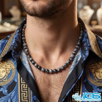 گردنبند سنگ ابسیدین دونه برفی طبیعی
