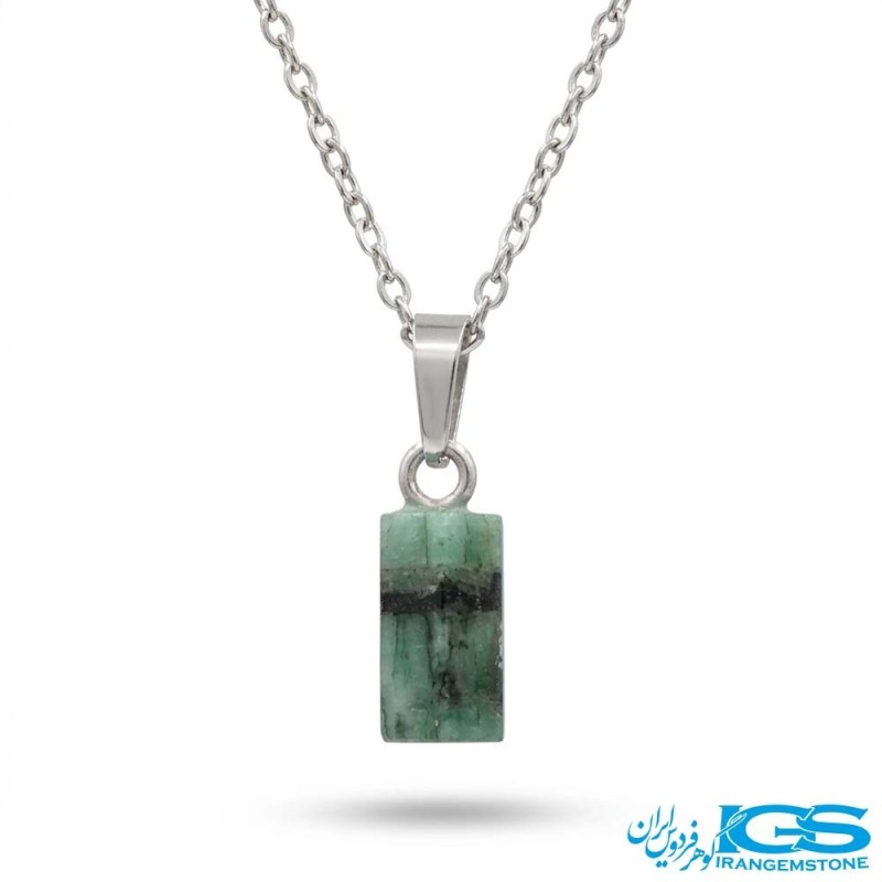گردنبند زمرد اصل هند (بازنجیر استیل)