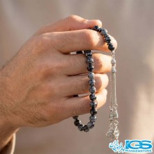 تسبیح سنگ ابسیدیان دونه برفیَ 33 تایی