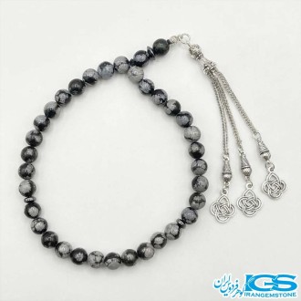 تسبیح سنگ ابسیدیان دونه برفیَ 33 تایی