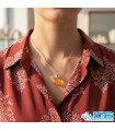 گردنبند عقیق سرخ قلب کارنلین (بازنجیر استیل) | انرژی‌بخش