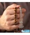 تسبیح 33 تایی سنگ چشم ببر اصل | زیبا، انرژی‌بخش و معنوی