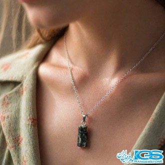 گردنبند زمرد اصل هند (بازنجیر استیل)