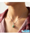 گردنبند زمرد اصل هند (بازنجیر استیل)
