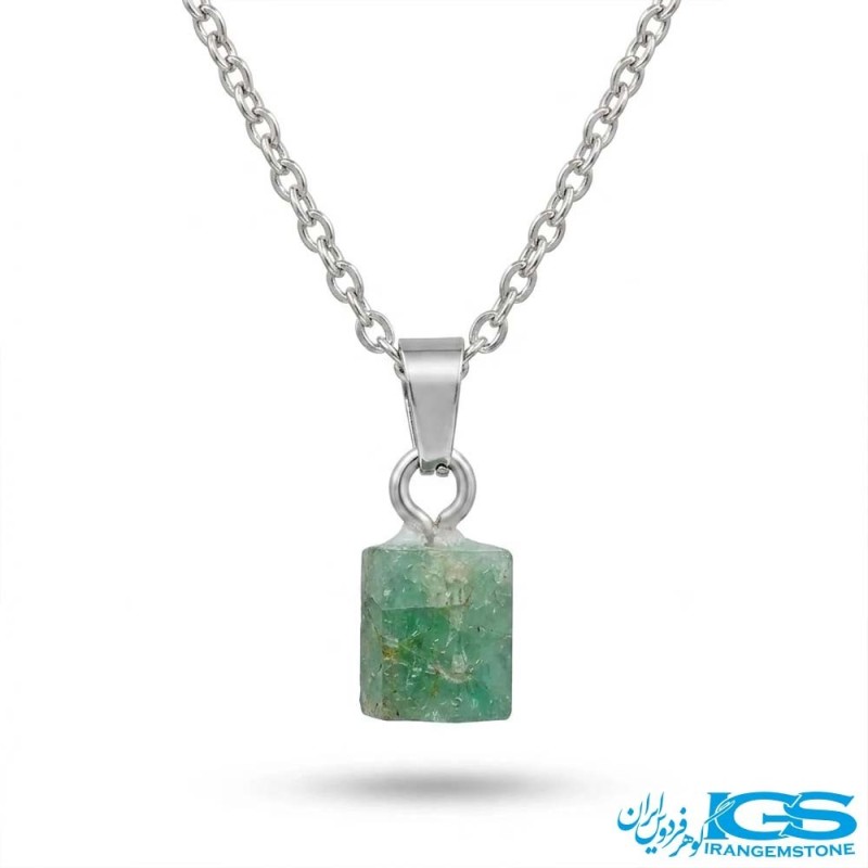 گردنبند زمرد اصل هند (بازنجیر استیل)