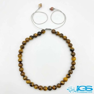 گردنبند چشم ببر مکرومه بافی با مهره 10 میلی‌متری