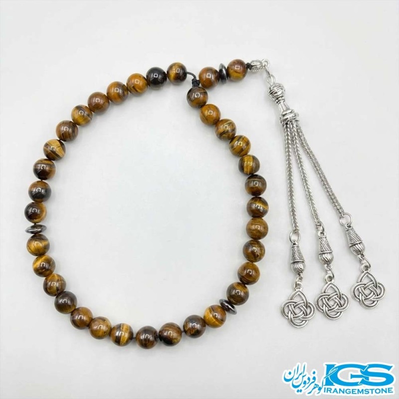 تسبیح 33 تایی سنگ چشم ببر سایز 10 میل مردانه | زیبا، انرژی‌بخش و معنوی