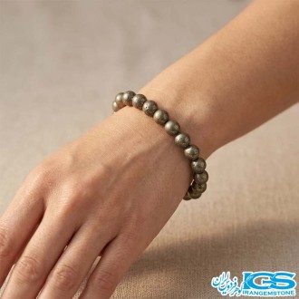دستبند پیریت کشی اصل با رنگ طلایی فلزی